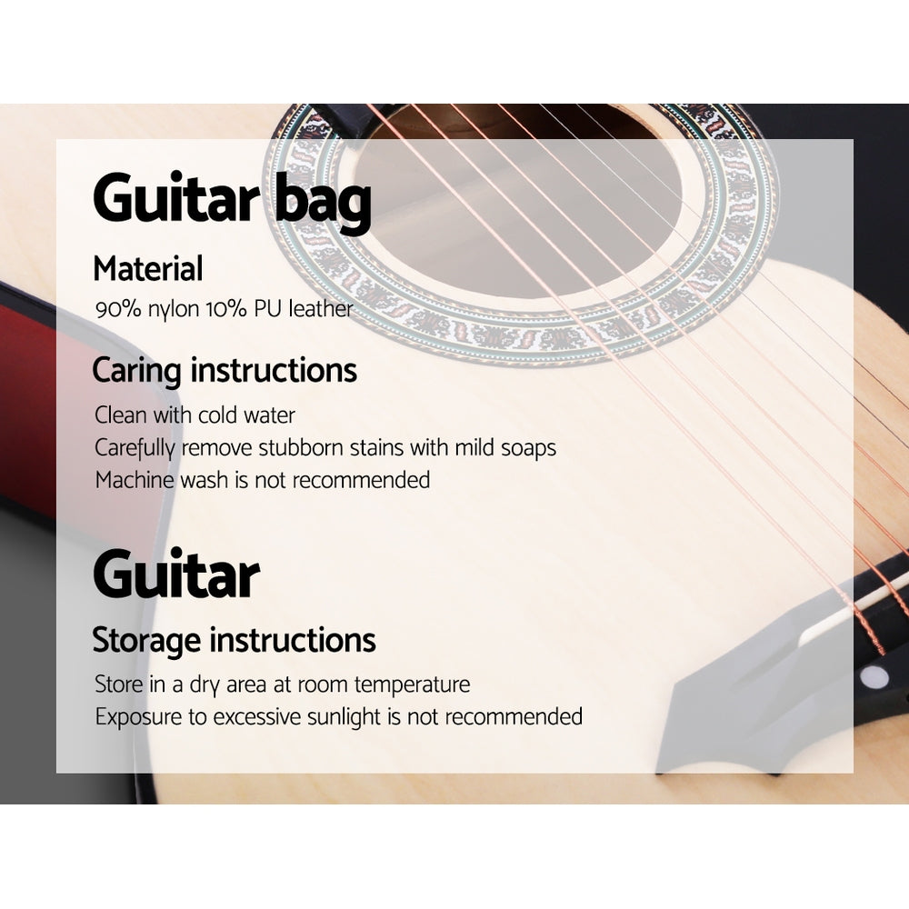 ALPHA 38 Inch Wooden Acoustic Guitar with Accessories set - Natural Wood freeshipping - Awezingly