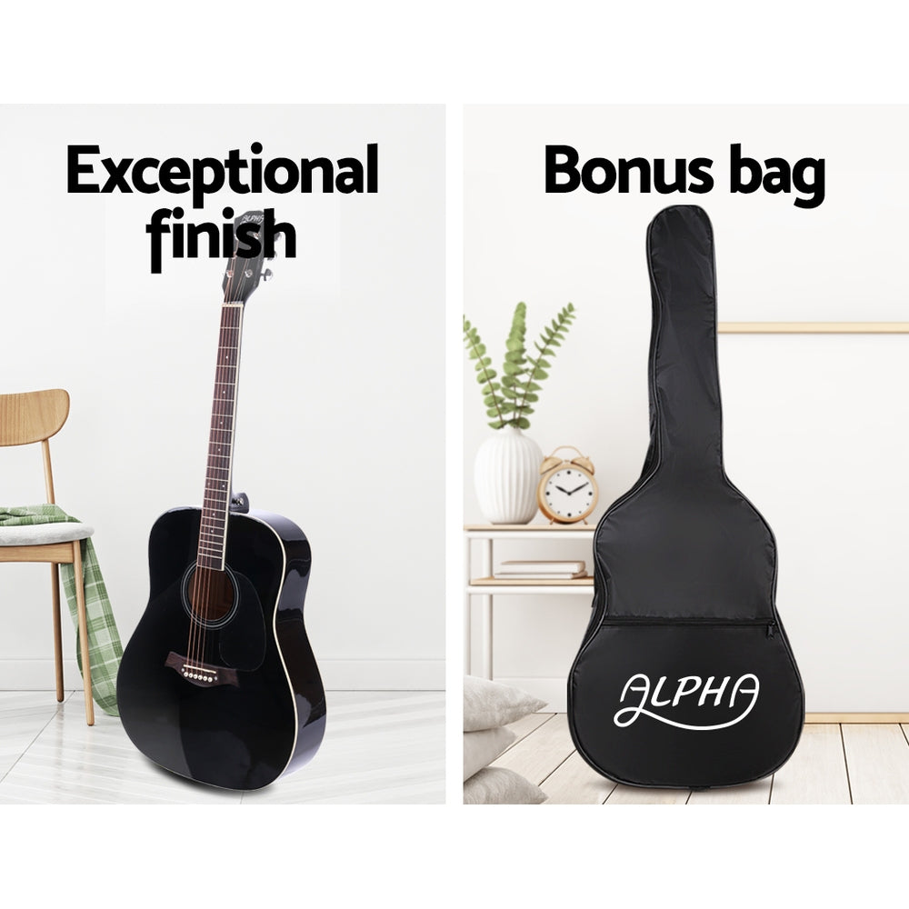 ALPHA 41 Inch Wooden Acoustic Guitar Black freeshipping - Awezingly