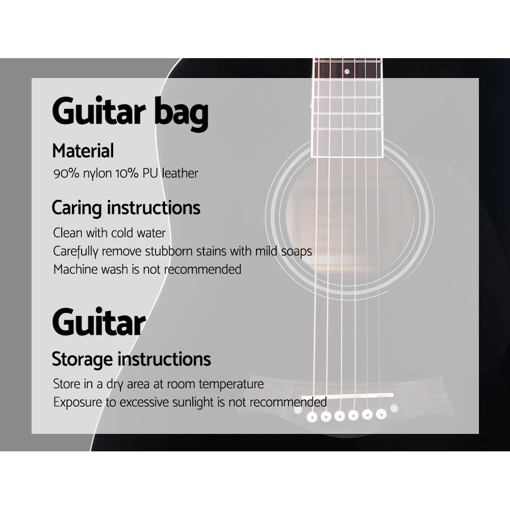 ALPHA 41 Inch Wooden Acoustic Guitar with Accessories set Black freeshipping - Awezingly