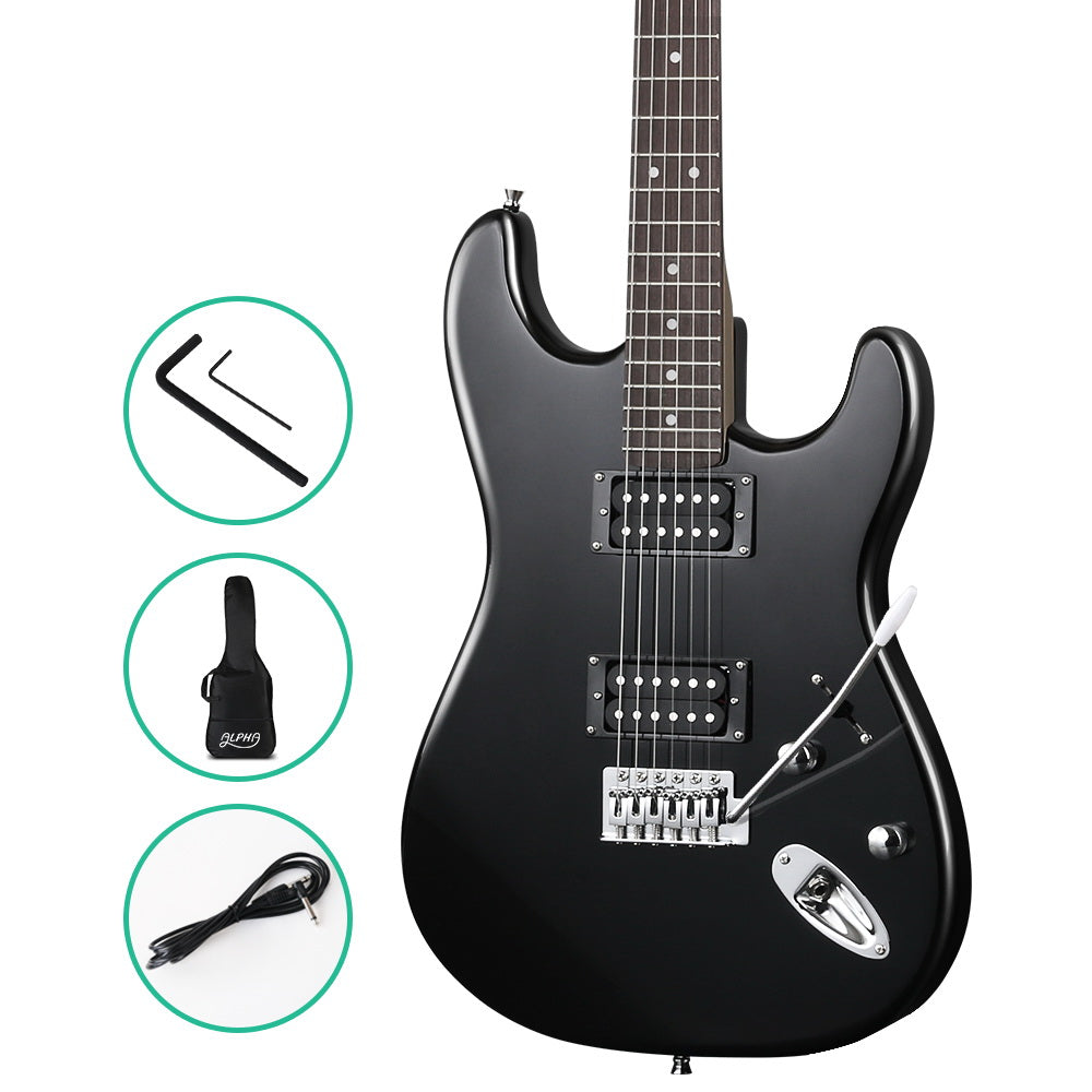 Alpha Electric Guitar Music String Instrument Rock Black Carry Bag Steel String freeshipping - Awezingly