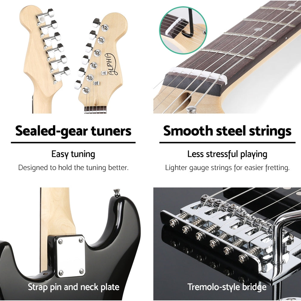 Alpha Electric Guitar Music String Instrument Rock Black Carry Bag Steel String freeshipping - Awezingly