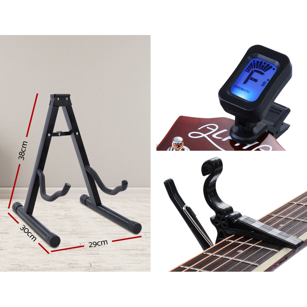 ALPHA 41 Inch Wooden Acoustic Guitar with Accessories set Natural Wood freeshipping - Awezingly