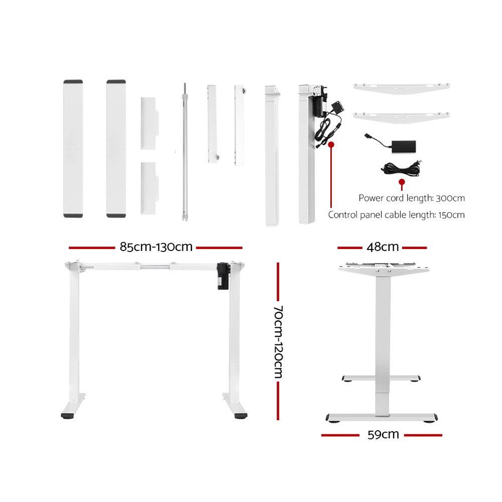 Artiss Standing Desk Sit Stand Motorised Height Adjustable Frame Only White Artiss