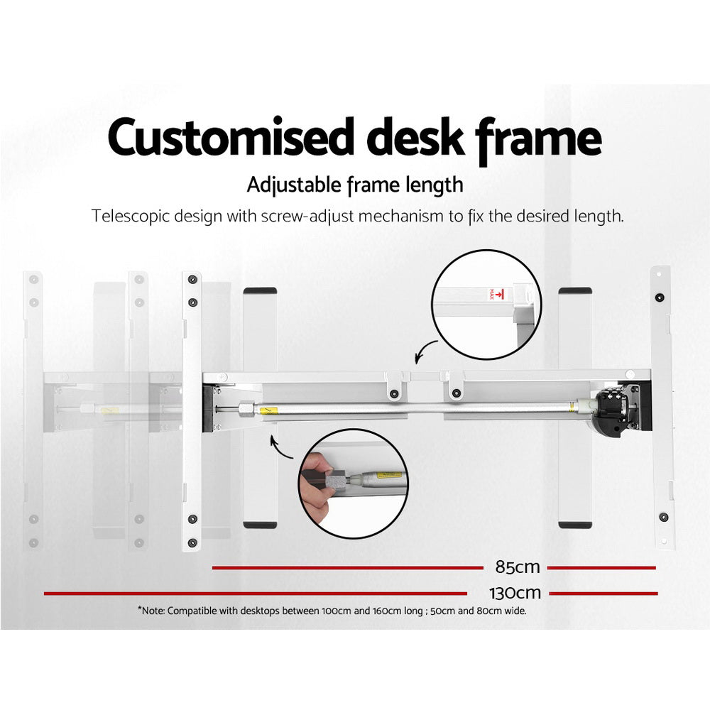 Artiss Standing Desk Sit Stand Motorised Height Adjustable Frame Only White Artiss