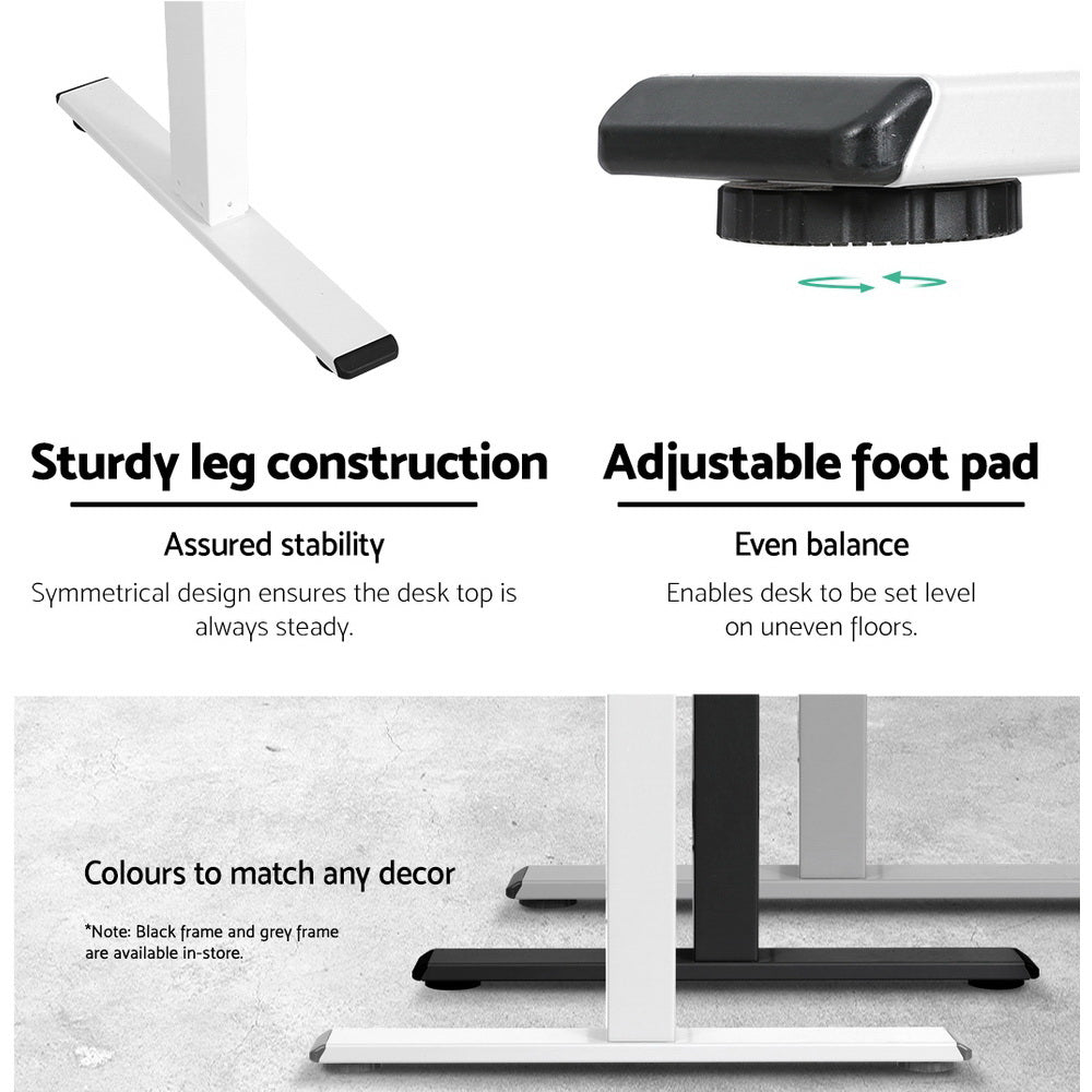 Artiss Standing Desk Sit Stand Motorised Height Adjustable Frame Only White Artiss