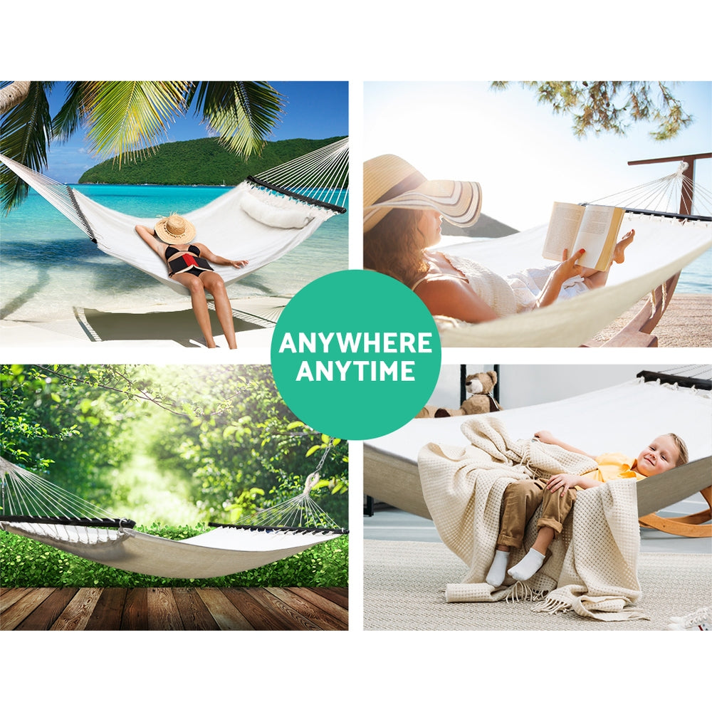 Gardeon Swing Double Hammock Bed Cream Gardeon