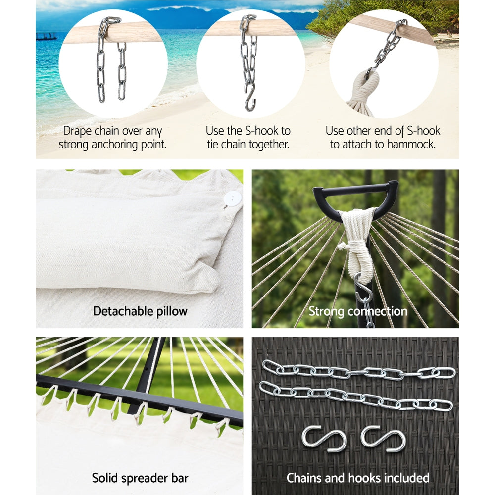Gardeon Swing Double Hammock Bed Cream Gardeon