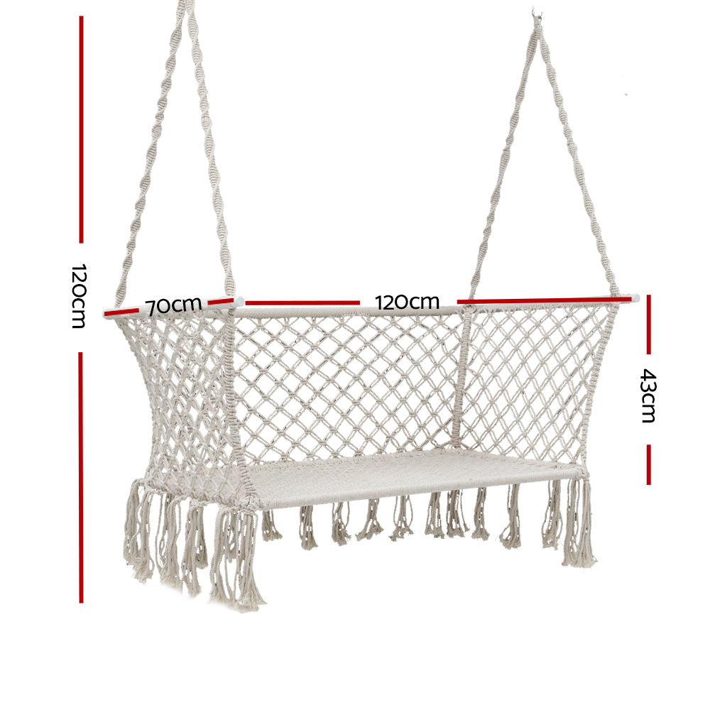 Gardeon Camping Hammock Chair Patio 2 Person Swing Hammocks Double Portable Cream freeshipping - Awezingly