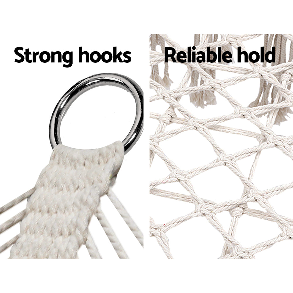 Gardeon Camping Hammock Chair Patio 2 Person Swing Hammocks Double Portable Cream freeshipping - Awezingly