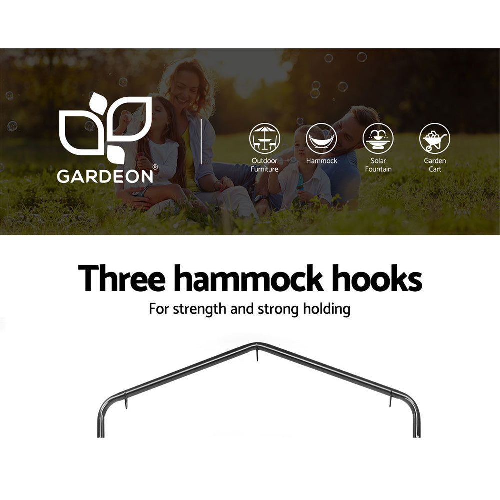 Gardeon Outdoor Hammock Chair with Stand Tassel Hanging Rope Hammocks Grey Gardeon