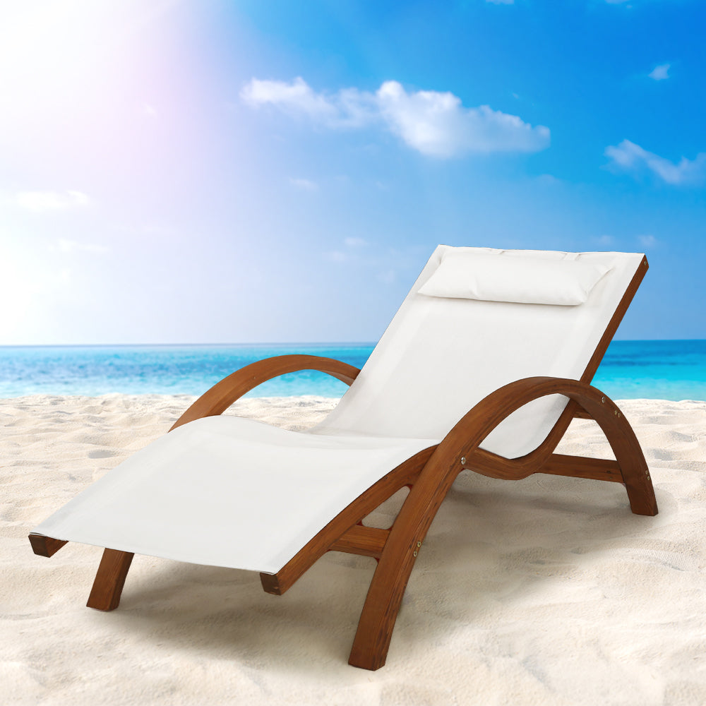 Gardeon Outdoor Wooden Sun Lounge Setting Day Bed Chair Garden Patio Furniture freeshipping - Awezingly