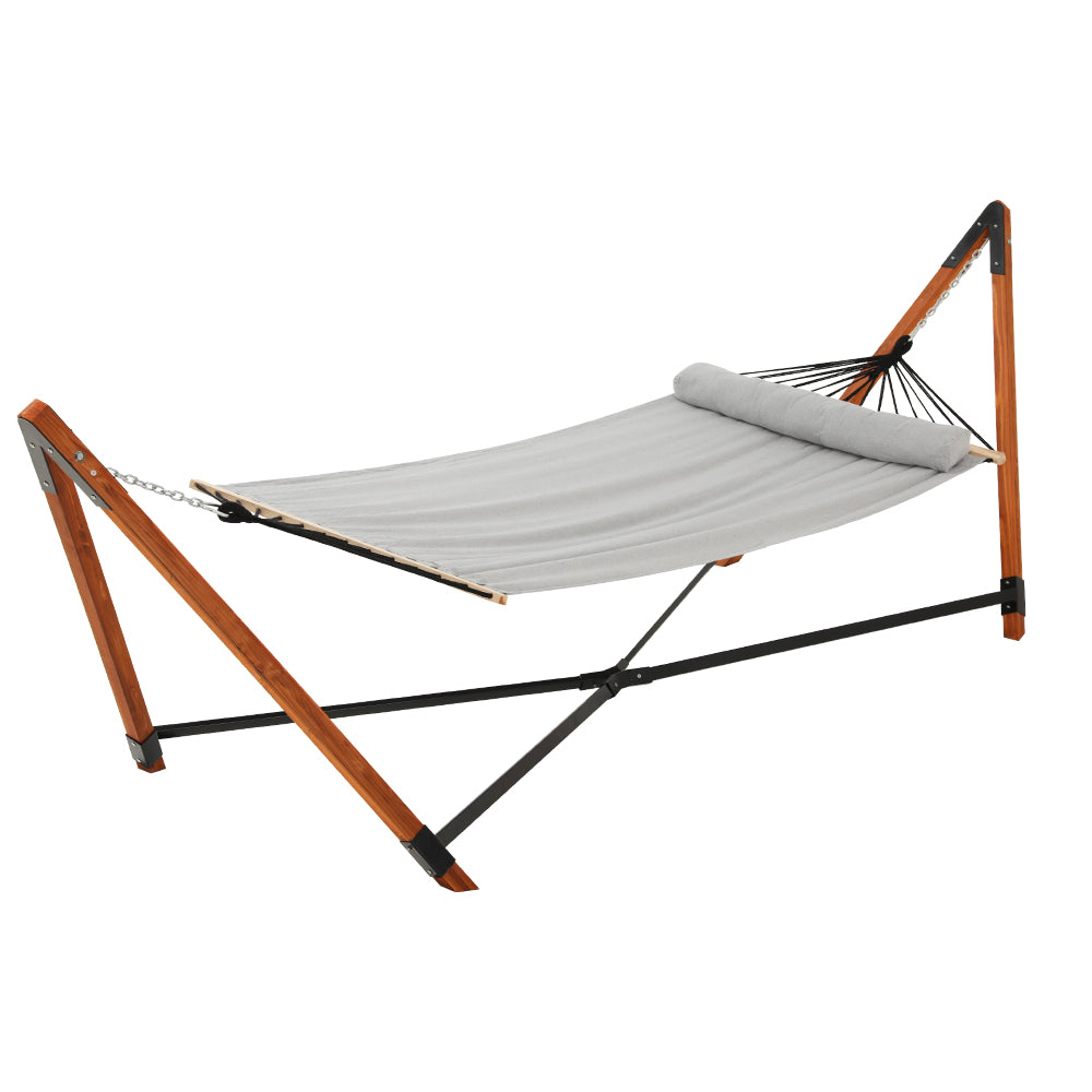 Gardeon Wooden Hammock Chair with Stand Linen Hammock Bed Timber Steel 200KG Gardeon