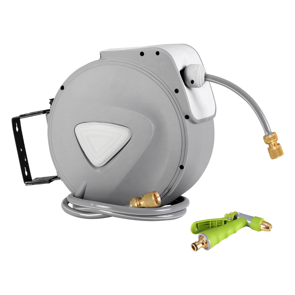 20M Retractable Water Hose Reel Garden Storage AutoRewind Spray Gun freeshipping - Awezingly