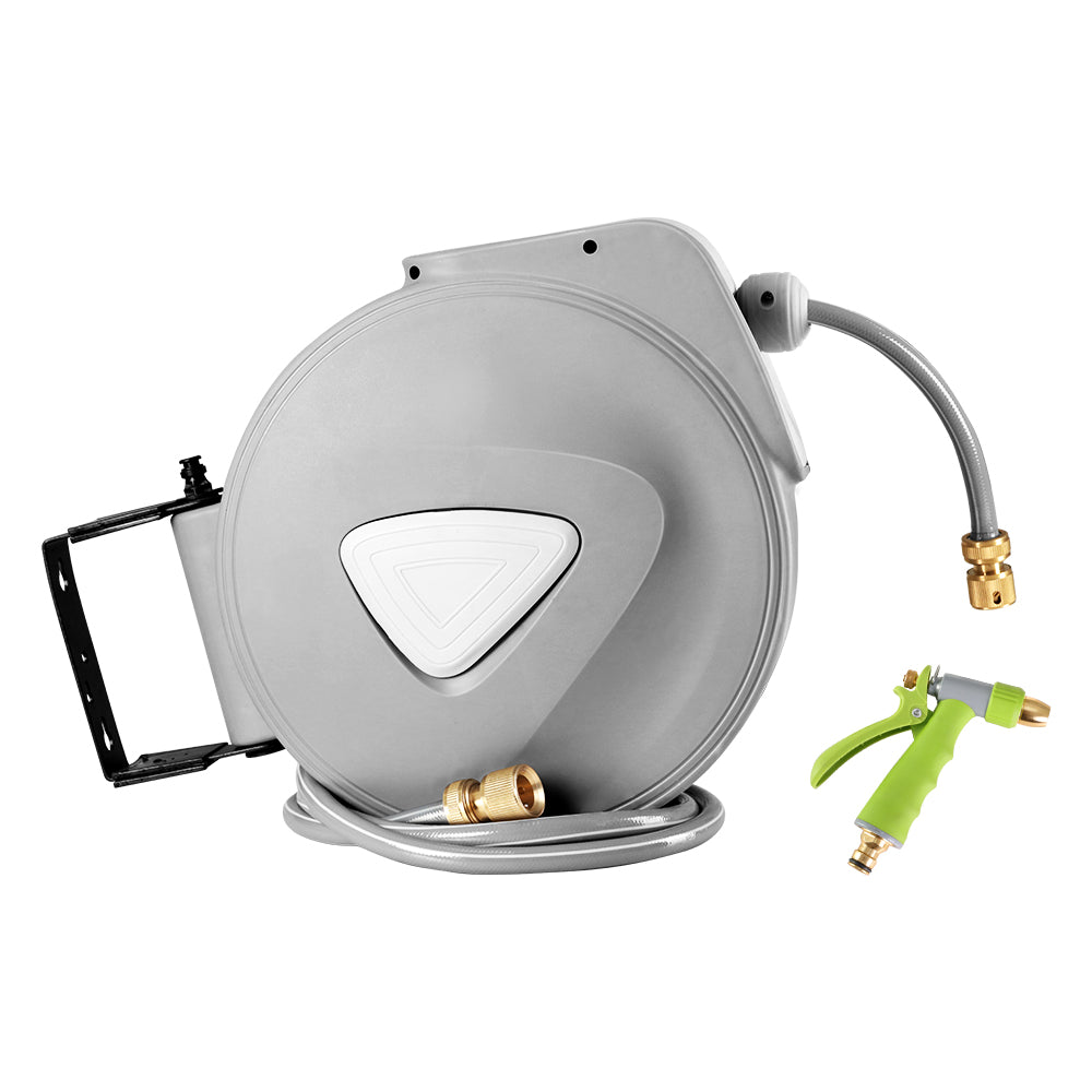 20M Retractable Water Hose Reel Garden Storage AutoRewind Spray Gun freeshipping - Awezingly