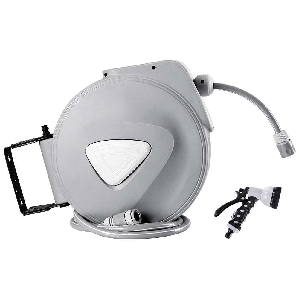20M Retractable Water Hose Reel Garden Storage AutoRewind Spray Gun freeshipping - Awezingly
