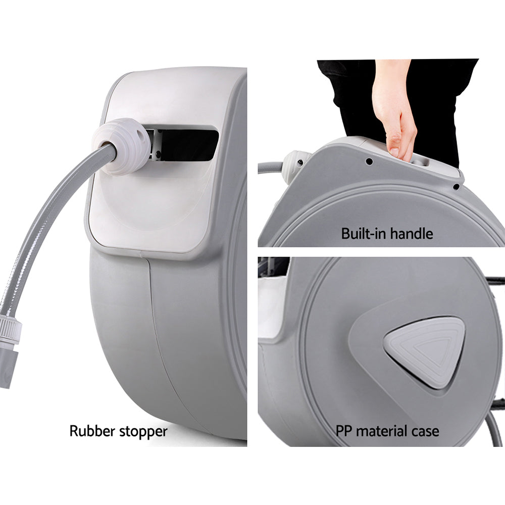 20M Retractable Water Hose Reel Garden Storage AutoRewind Spray Gun freeshipping - Awezingly
