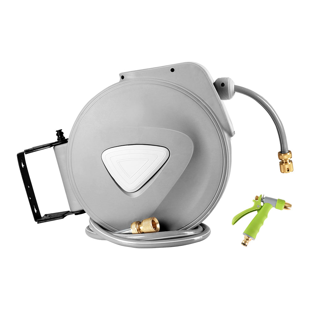 30M Retractable Hose Reel Garden Water Brass Auto Rewind Spray Gun freeshipping - Awezingly