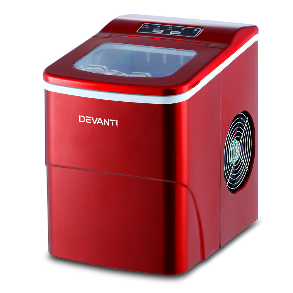 DEVANTi Portable Ice Cube Maker Machine 2L Home Bar Benchtop Easy Quick Red freeshipping - Awezingly