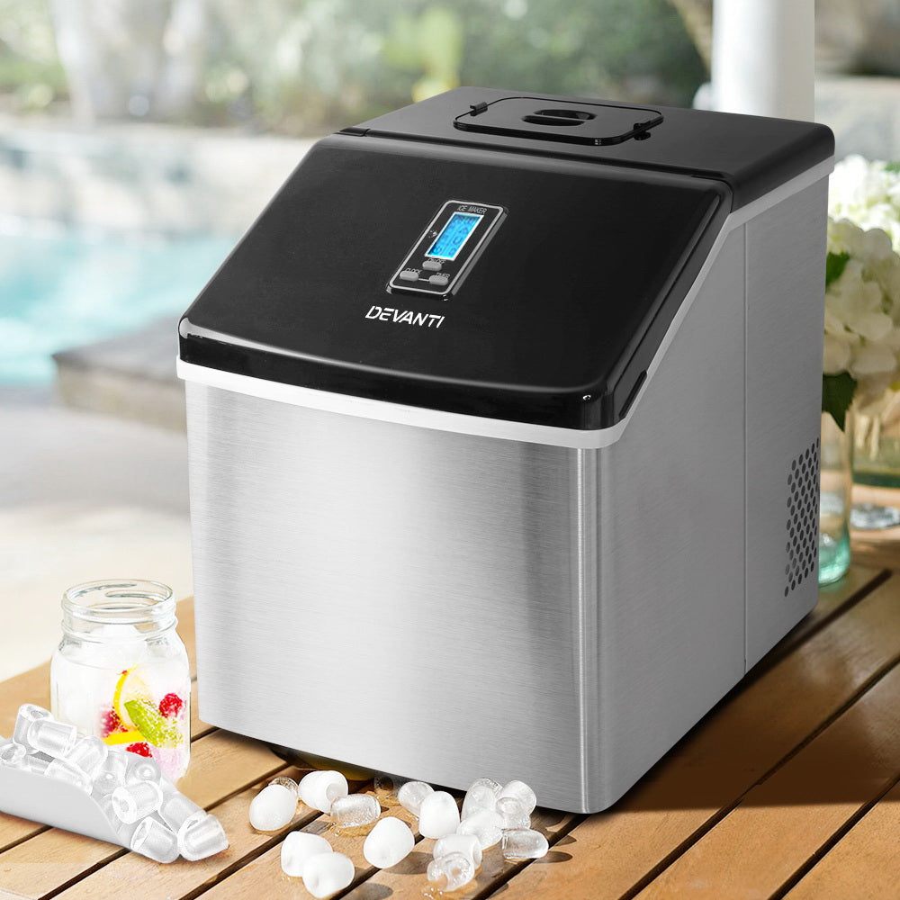 DEVANTi 3.2L Portable Ice Cube Maker Cold Commercial Machine Stainless Steel freeshipping - Awezingly