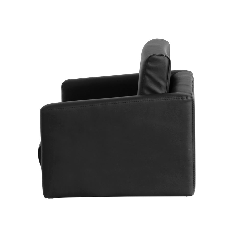 Keezi Kids Convertible Sofa 2 Seater Black PU Leather Children Couch Lounger Keezi