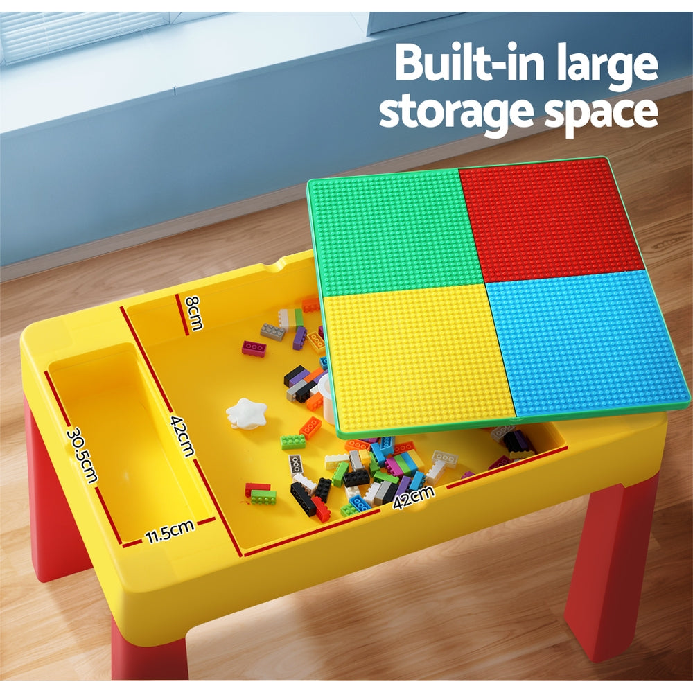 Keezi 3PCS Kids Table and Chairs Set Activity Chalkboard Toys Storage Box Desk Keezi