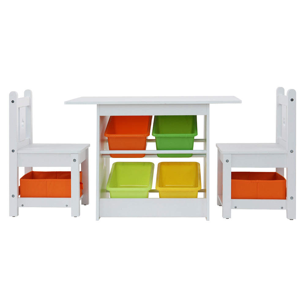 Keezi 3 PCS Kids Table and Chairs Set Children Furniture Play Toys Storage Box Keezi