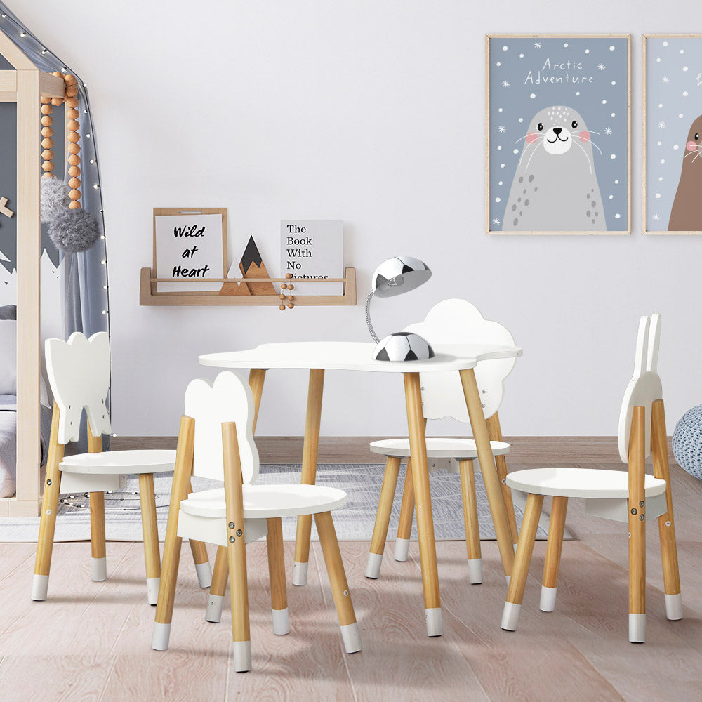 Keezi 5 Piece Kids Table and Chairs Set Children Activity Study Play Desk Keezi