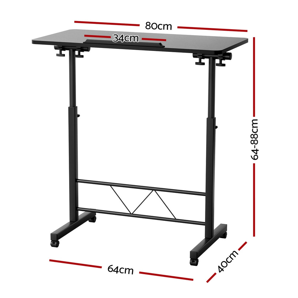 Artiss Laptop Desk Table Height Adjustable Wooden Bed Side Tables 80CM Black Artiss