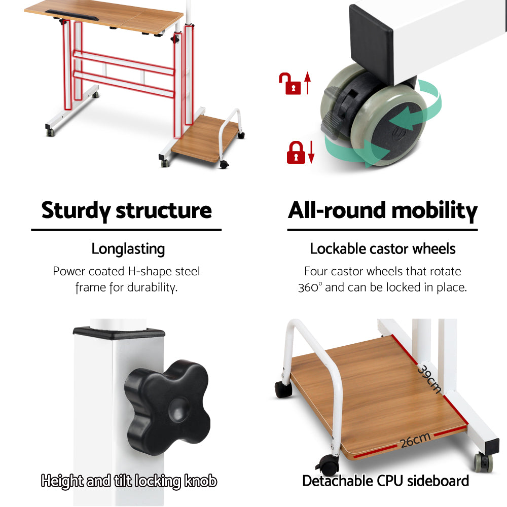 Mobile Twin Laptop Desk - Light Wood freeshipping - Awezingly