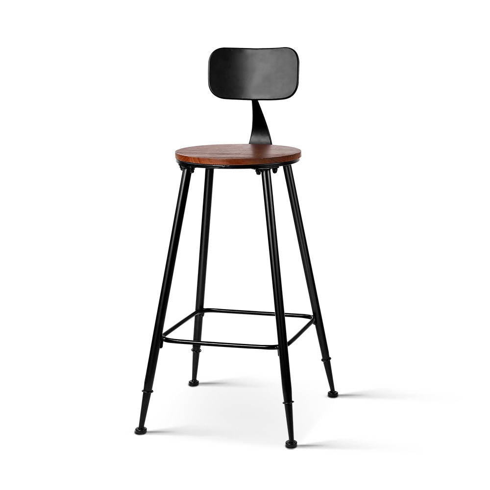 2x Artiss Vintage Bar Stools ALEX Retro Pine Wood Metal Frame freeshipping - Awezingly