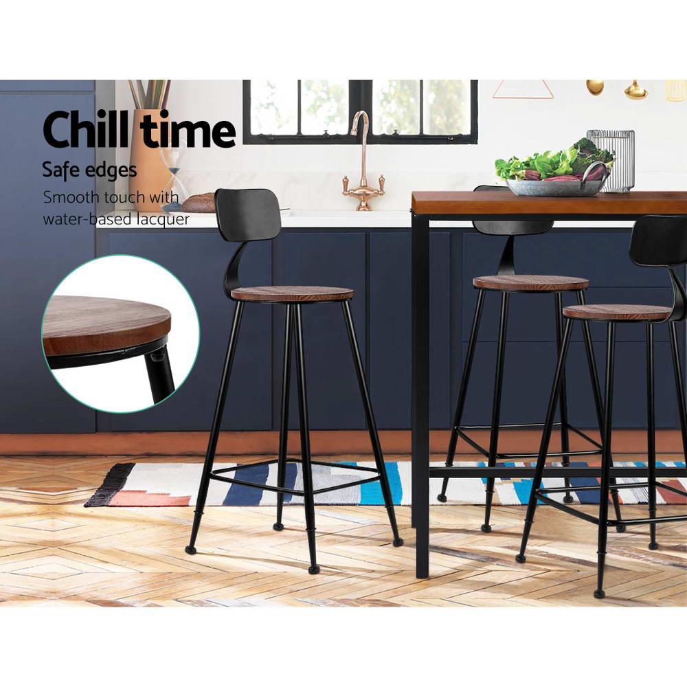 2x Artiss Vintage Bar Stools ALEX Retro Pine Wood Metal Frame freeshipping - Awezingly