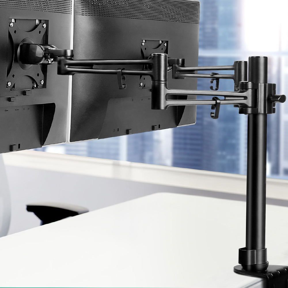 2 Arms Adjustable Monitor Screen Holder - Black freeshipping - Awezingly