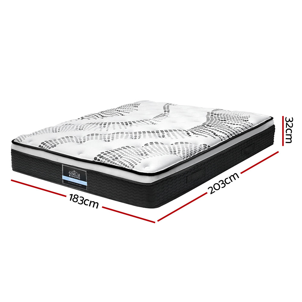Giselle Bedding Como Euro Top Pocket Spring Mattress 32cm Thick King Giselle Bedding