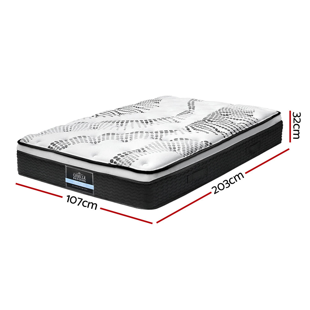 Giselle Bedding Como Euro Top Pocket Spring Mattress 32cm Thick King Single Giselle Bedding
