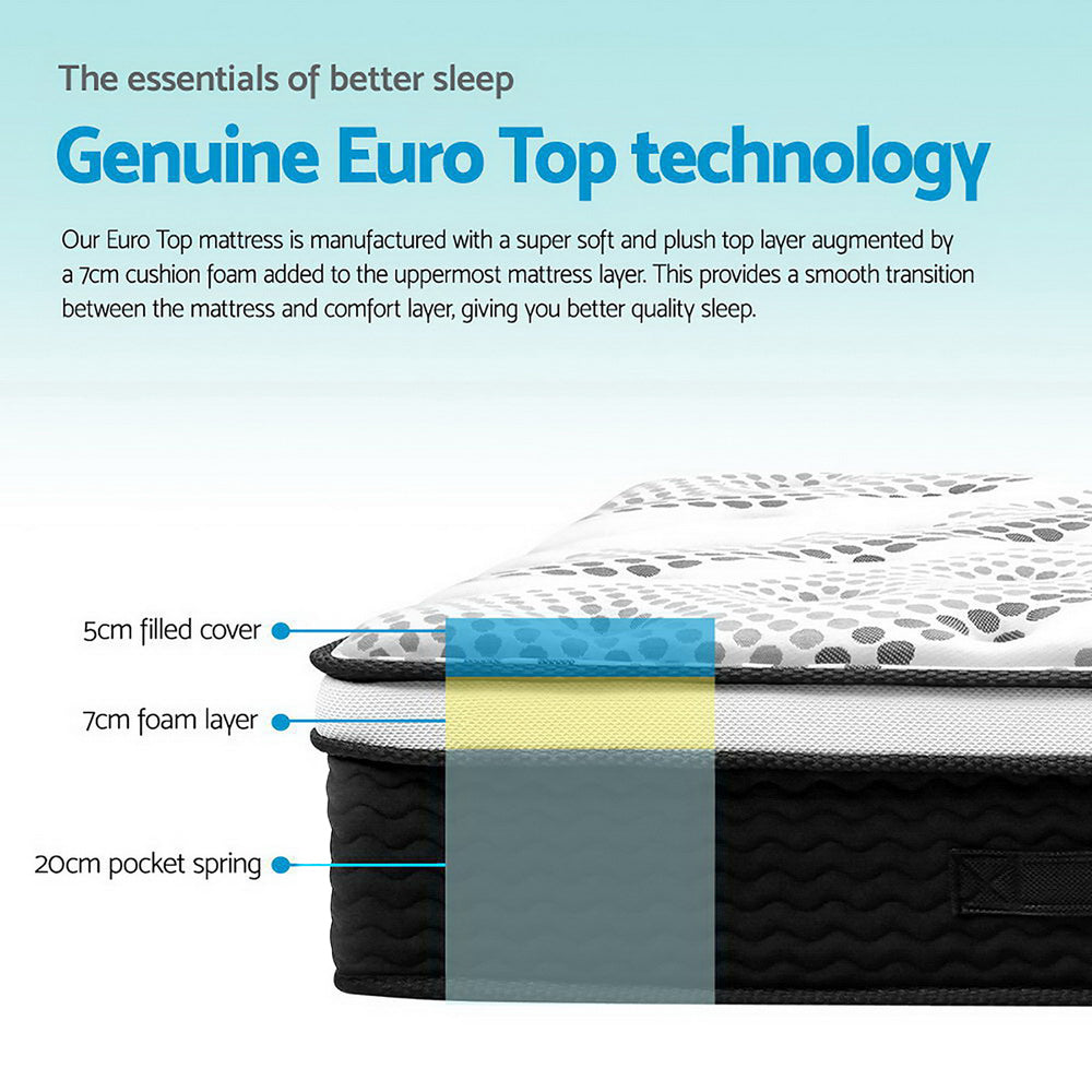 Giselle Bedding Como Euro Top Pocket Spring Mattress 32cm Thick Queen Giselle Bedding