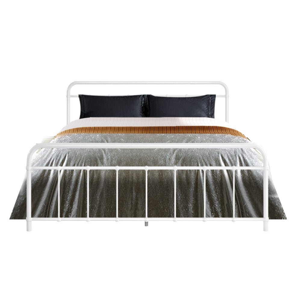 Artiss LEO Metal Bed Frame - Queen (White) Artiss