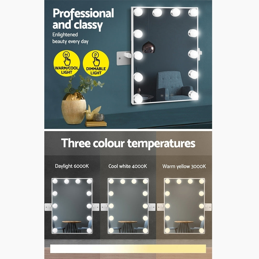 Embellir Hollywood Wall mirror Makeup Mirror With Light Vanity 12 LED Bulbs freeshipping - Awezingly