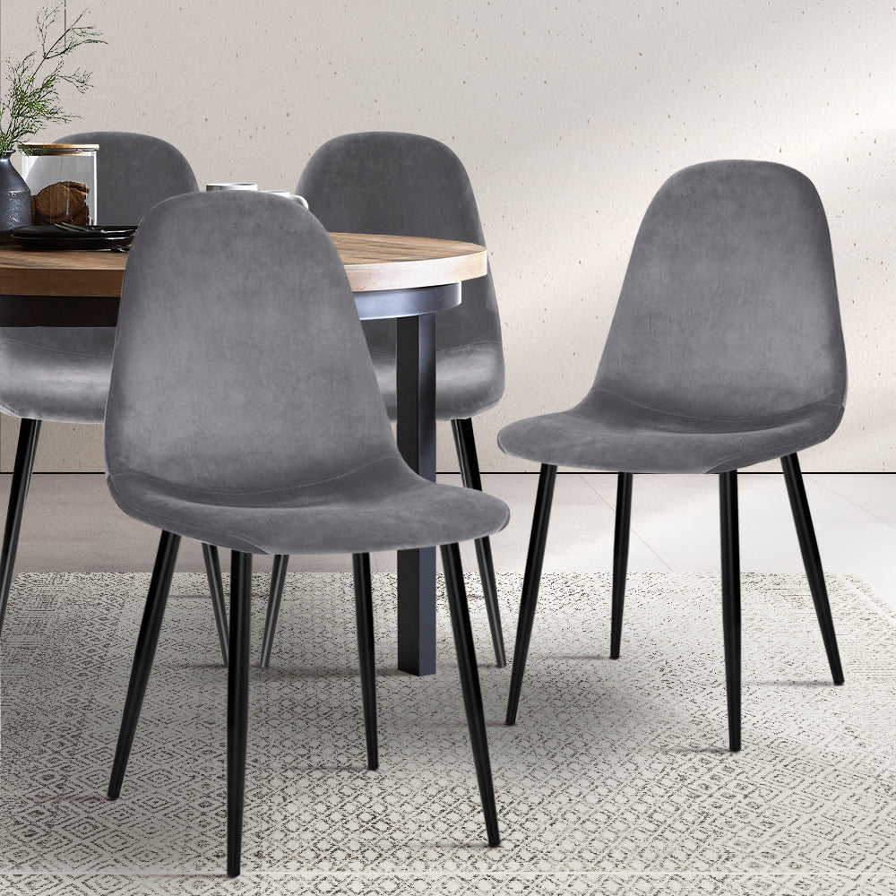 4 X Artiss Dining Chairs Dark Grey Artiss