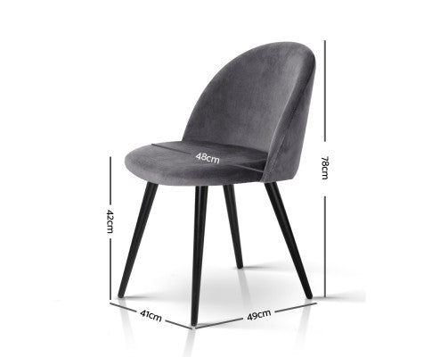 Artiss Velvet Modern Dining Chair - Dark Grey freeshipping - Awezingly