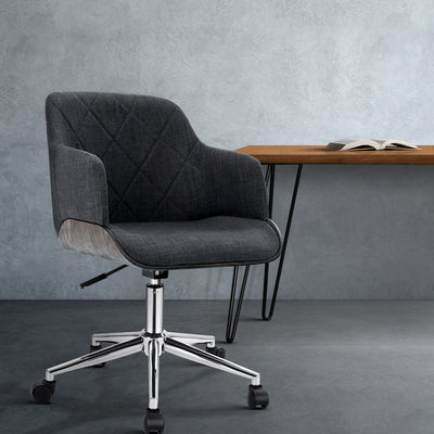 Artiss Wooden Office Chair - Fabric Grey