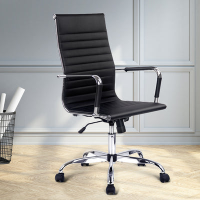 Eames Replica Office Chair Executive High Back Seating PU Leather Black