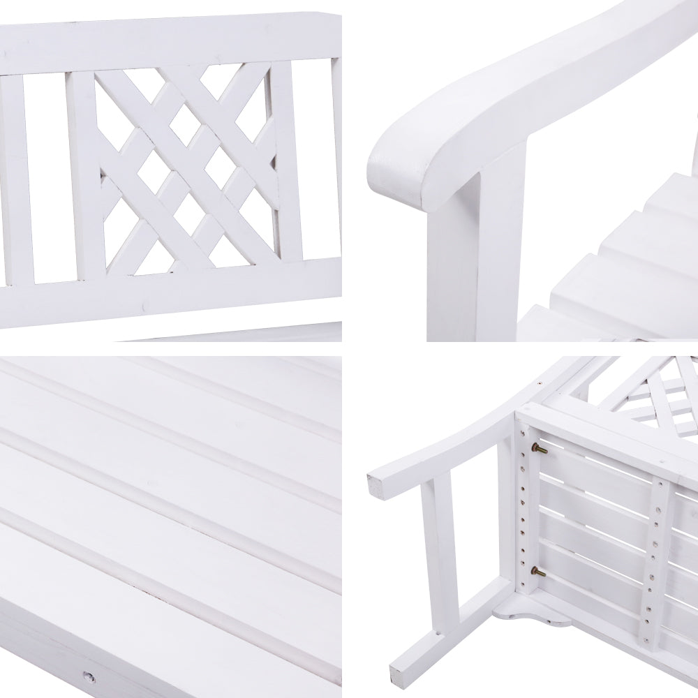Gardeon Wooden Garden Bench 2 Seat Patio Furniture Timber Outdoor Lounge Chair White freeshipping - Awezingly