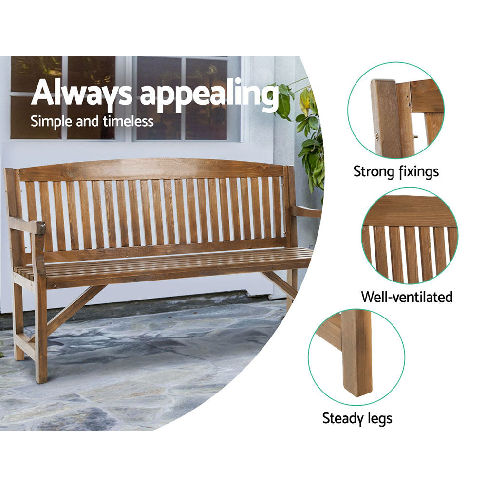 Gardeon Wooden Garden Bench Chair Natural Outdoor Furniture Décor Patio Deck 3 Seater freeshipping - Awezingly