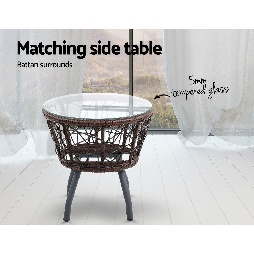Gardeon Outdoor Patio Chair and Table - Brown freeshipping - Awezingly