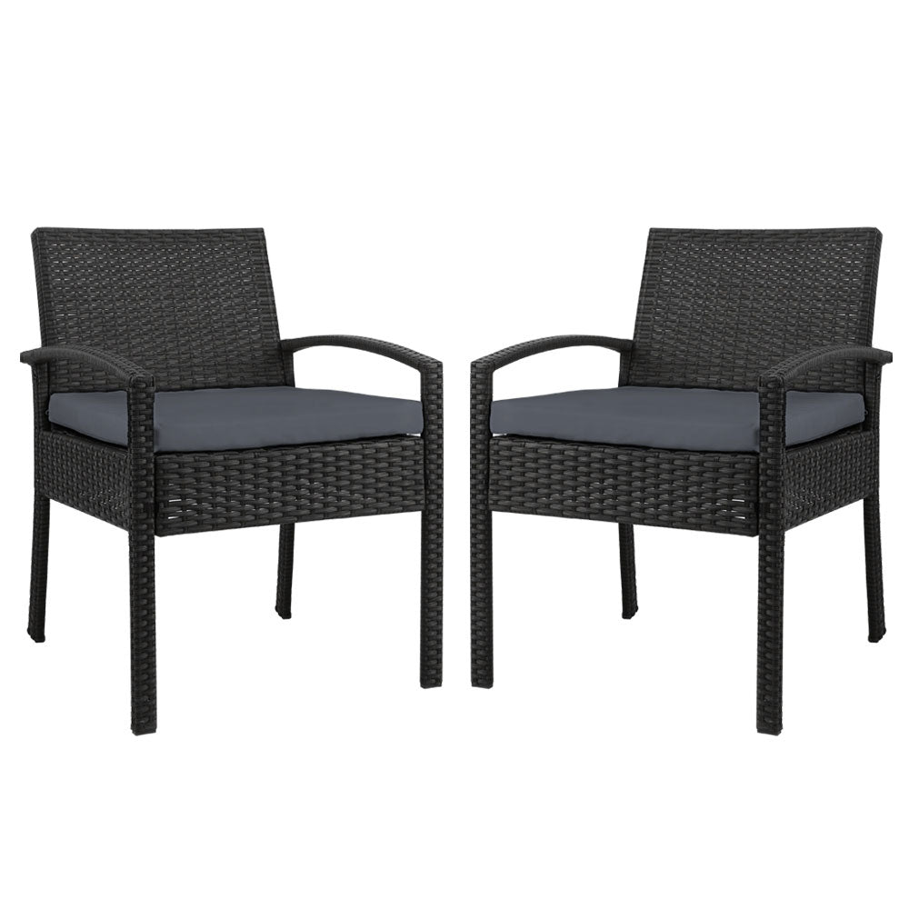 Gardeon - 2 x Outdoor Dining Chairs - Black freeshipping - Awezingly