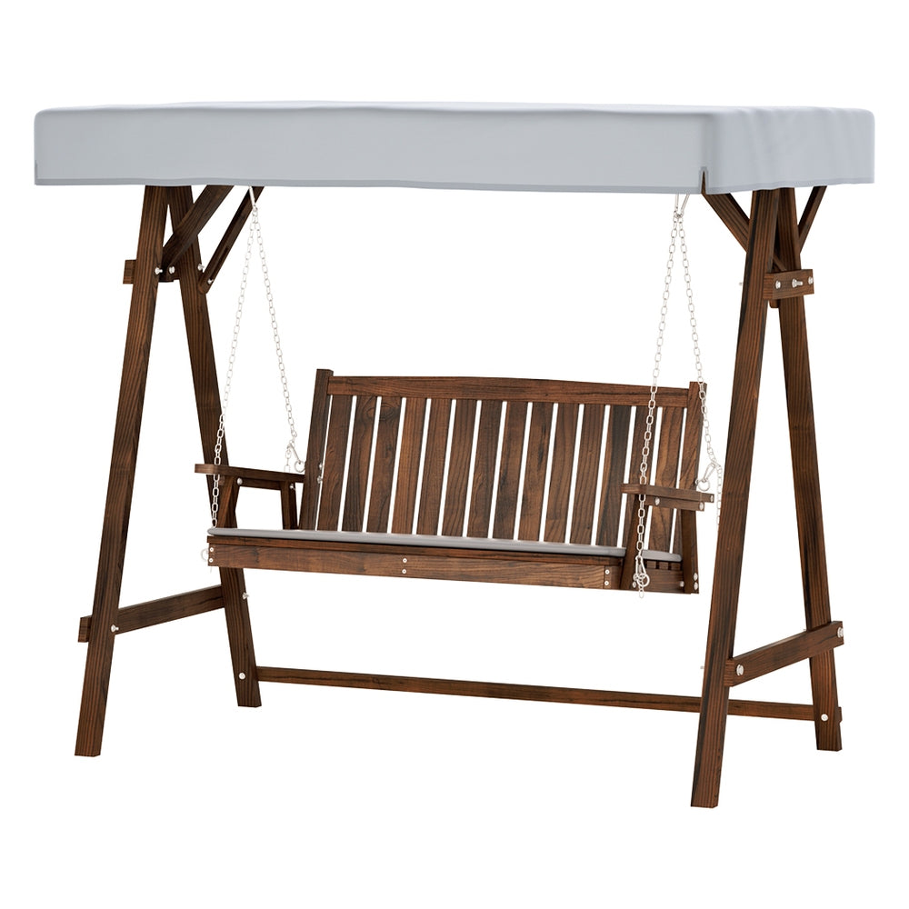 Gardeon Wooden Swing Chair Garden Bench Canopy 3 Seater Outdoor Furniture Gardeon