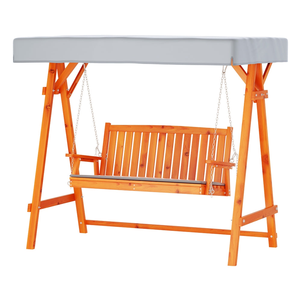 Gardeon Wooden Swing Chair Garden Bench Canopy 3 Seater Outdoor Furniture Gardeon