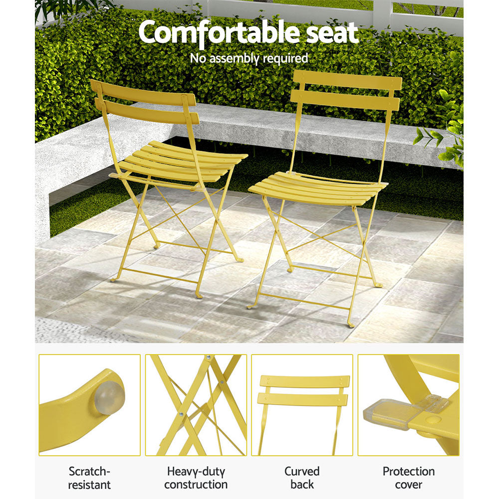 Gardeon Outdoor Setting Bistro Set Table and Chairs Folding Patio Furniture Gardeon