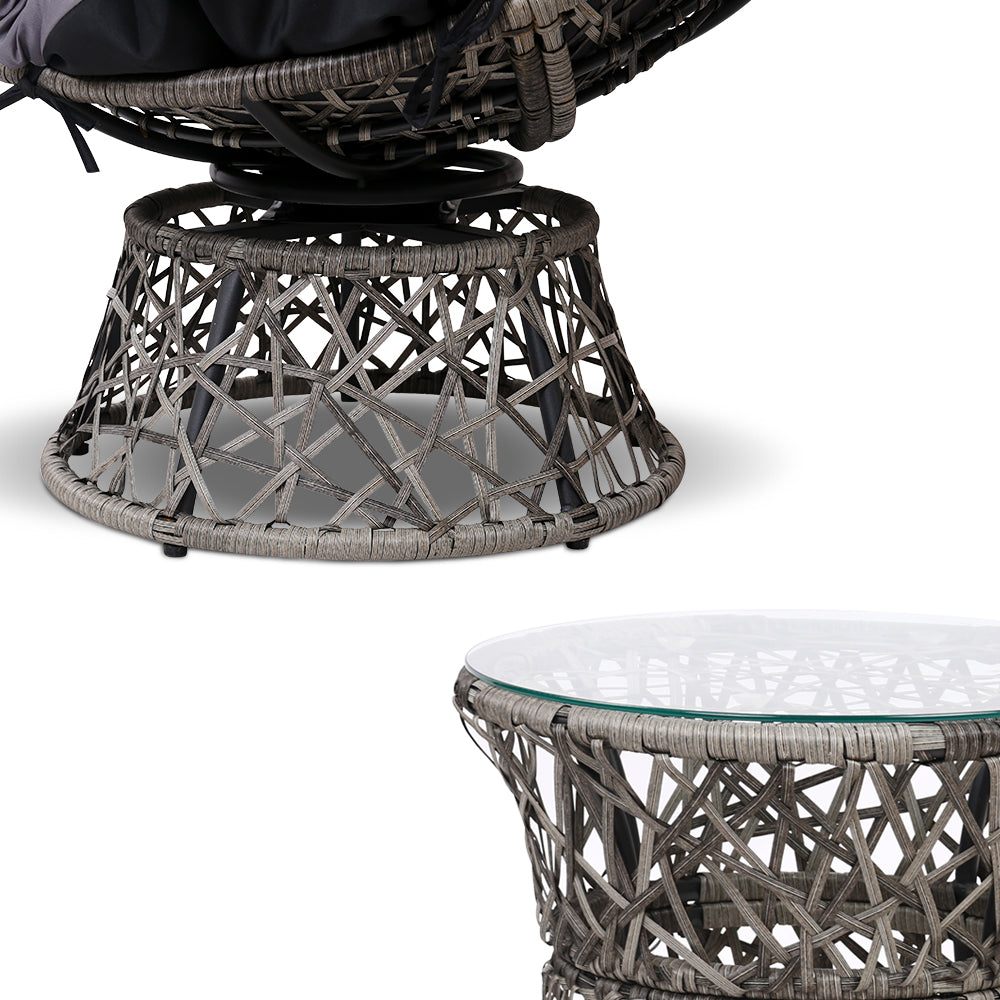Gardeon Papasan Chair and Side Table - Grey freeshipping - Awezingly
