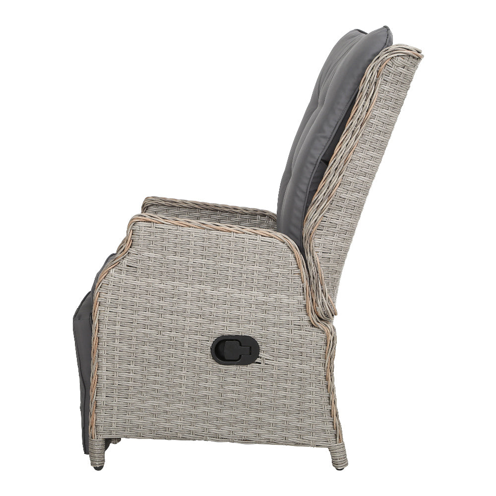 Gardeon Recliner Chairs Sun lounge Outdoor Furniture Setting Patio Wicker Sofa Grey 2pcs freeshipping - Awezingly